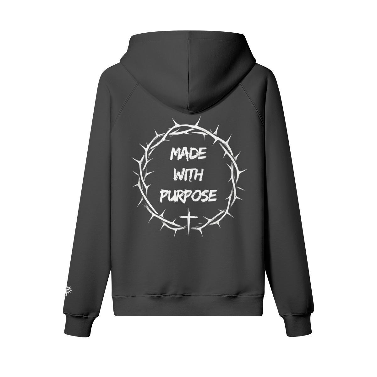 【GRAY】Thorn cross sweat shirt Gothic Thorn Cross Print Hoodie, Vintage High Street Subculture