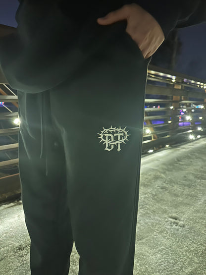 Divine Thorn Embroidered Cross Sweatpants - Premium Cotton Joggers
