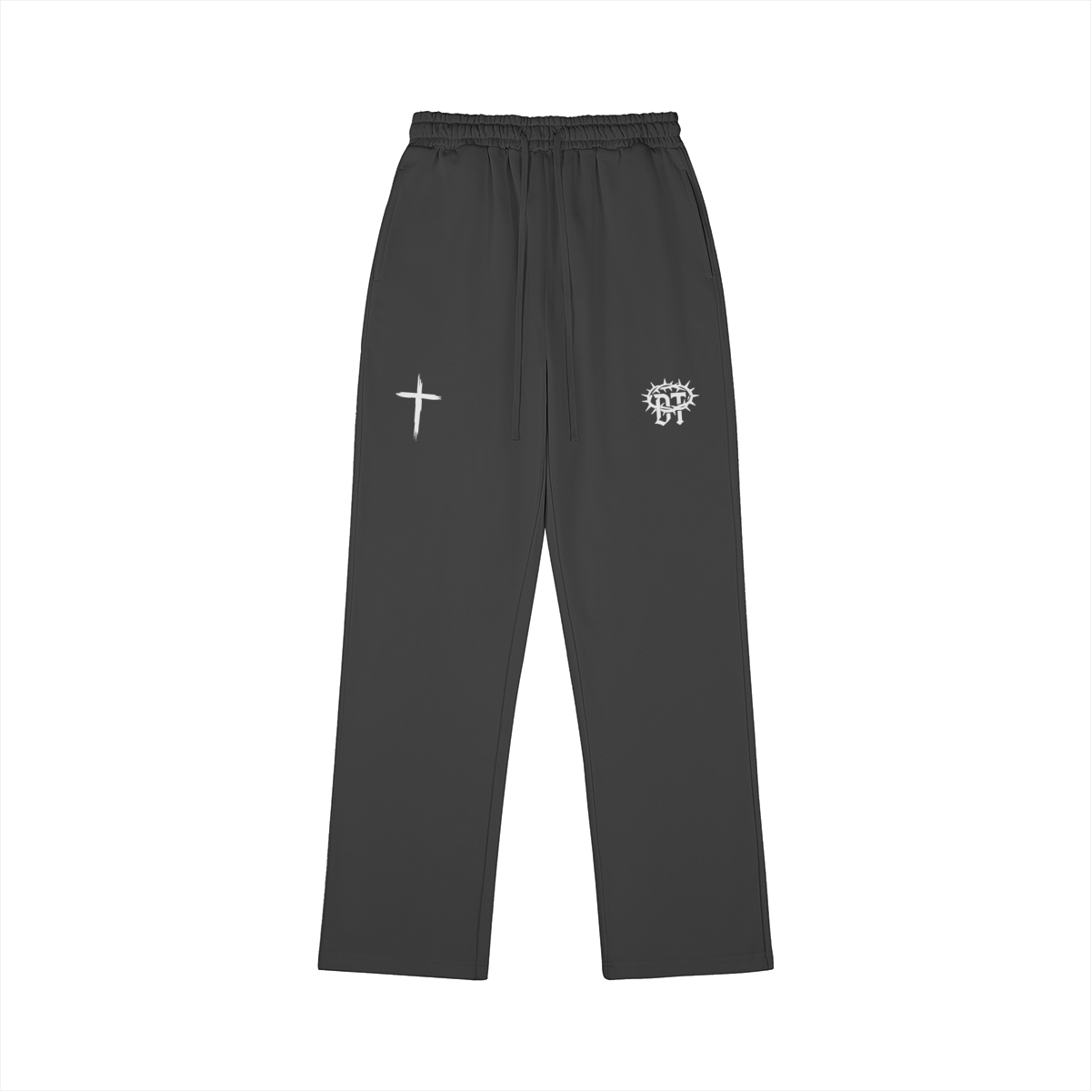 Divine Thorn Embroidered Cross Sweatpants - Premium Cotton Joggers